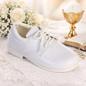 NEW Boy's Communion Dress Shoe - White/Matte Lace Up - Size 3